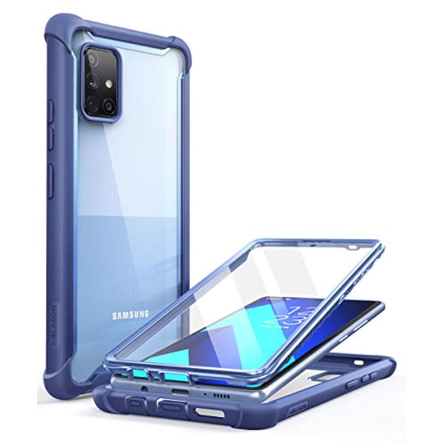 i-Blason Ares Case for Samsung Galaxy A71 5G Case [ Not for Galaxy A71 4G Version & A71 5G UW Version], Dual Layer Rugged Clear Bumper Case with Built-in Screen Protector (Blue)