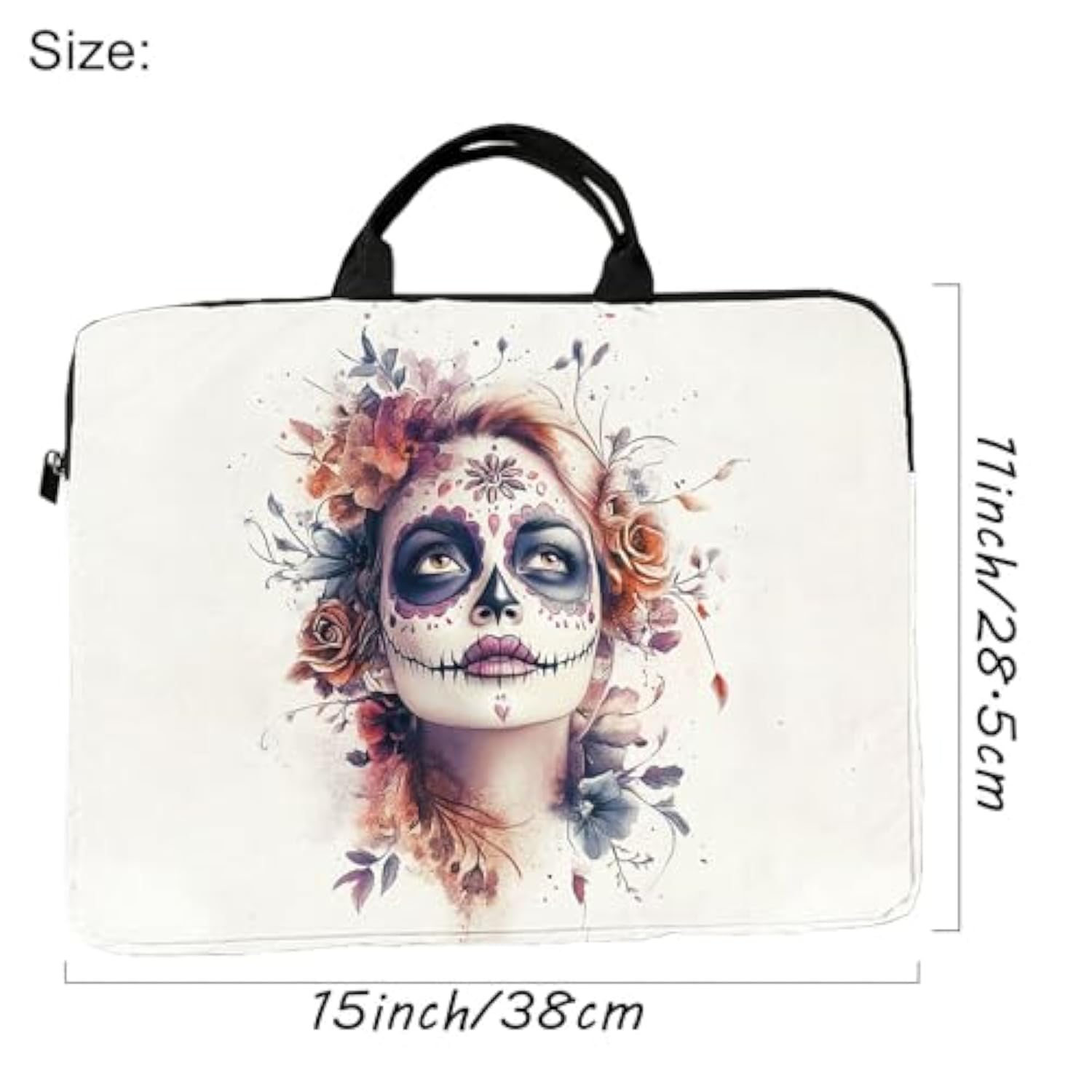 15-Inch Laptop Sleeve – Stylish, Lightweight, Shockproof, Water-Resistant Case For Lenovo, Hp, Dell, Asus Notebooks - Day Of The Dead Woman