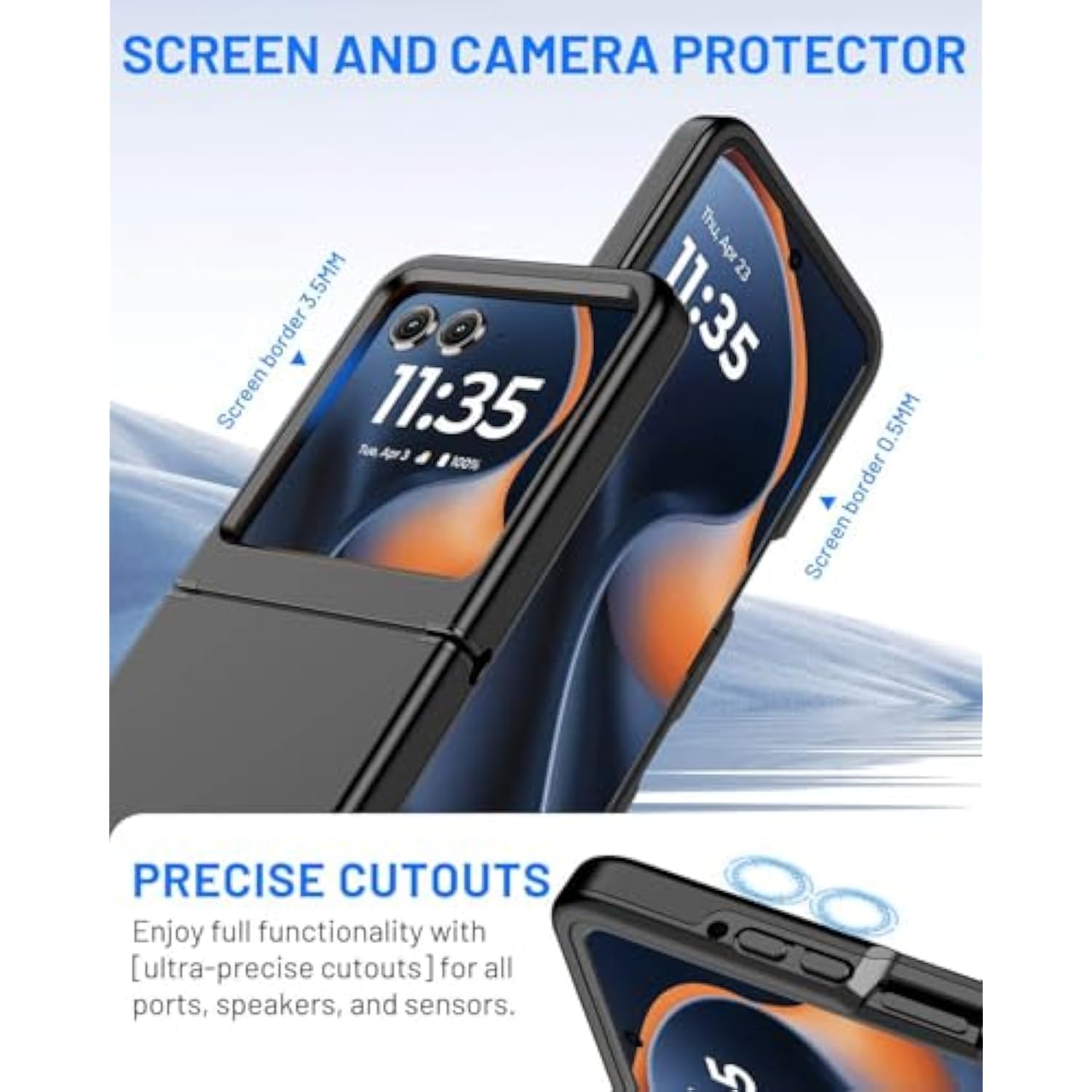 For Motorola Razr 2025 Case/Razr 2024 Case, [Full Hinge Protection] [Military-Grade] [Raised Edges] [Tpu Bumper & Hard Pc] Shockproof Slim Dual-Layer Flip Cover (Black)