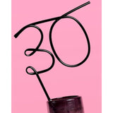 30Th Birthday Party Xl Black 30 Straw | Bday Decorations, Thirty, Millennial Birthday Girl Gift, Bday Drinkware Supplies, Funny Gag Gift, 30 Flirty And Thriving