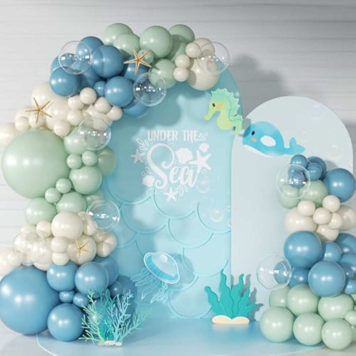 136pcs Ocean Balloon Arch Kit – Under the Sea Party Decorations for Baby Shower & Birthday