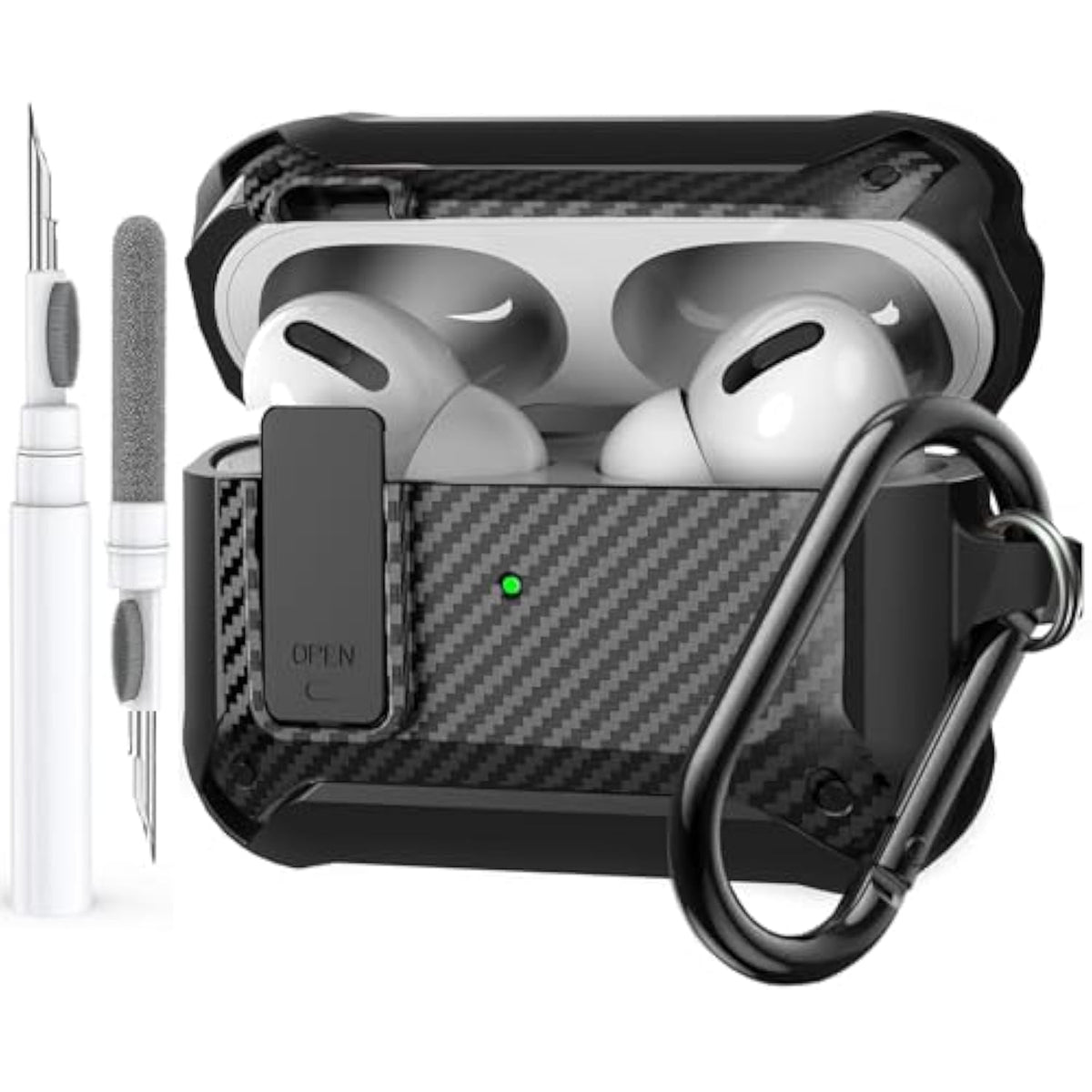 For Airpods Pro 2/1 Gen Case Cover With Lock (2019/2022/2023), Rugged Locking Case For Airpod Pro 2Nd/1St Generation Shockproof Armor Protective Skin For Apple Ipod Pro, Black