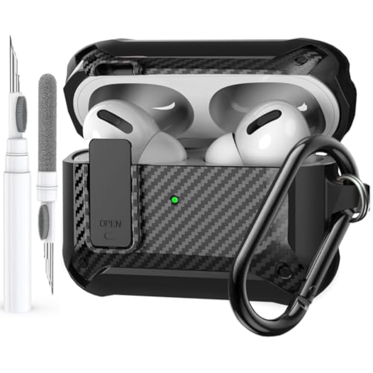 Airpods Pro 2/1 Gen Case Cover with Lock, Rugged Locking Case for Airpod Pro 2nd/1st Generation Shockproof Armor Protective Skin for Apple iPod Pro, Black