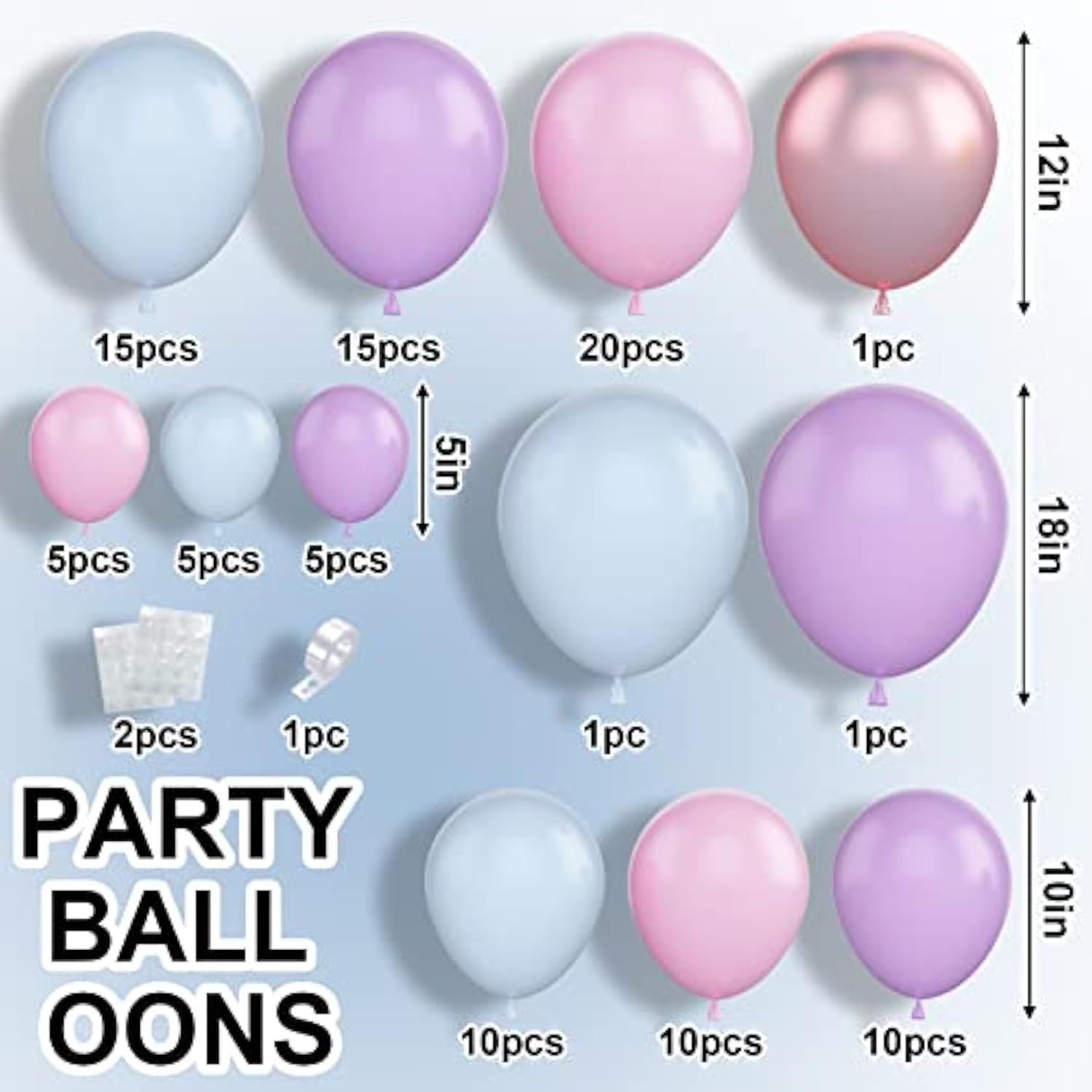 Pink Blue Balloon Arch Kit With Macaron Purple, Blue & Purple Party Balloons For Birthday, Wedding, Baby Shower Decorations