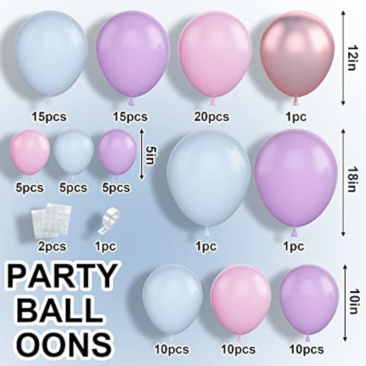 Pink Blue Balloon Arch Kit With Macaron Purple, Blue & Purple Party Balloons For Birthday, Wedding, Baby Shower Decorations