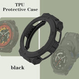 Watch Screen Protector (3+1Pack) Compatible For Amazfit Active Edge, Tempered Glass Film Anti-Scratch High Definition Full Coverage And Soft Tpu Protective Case, Black