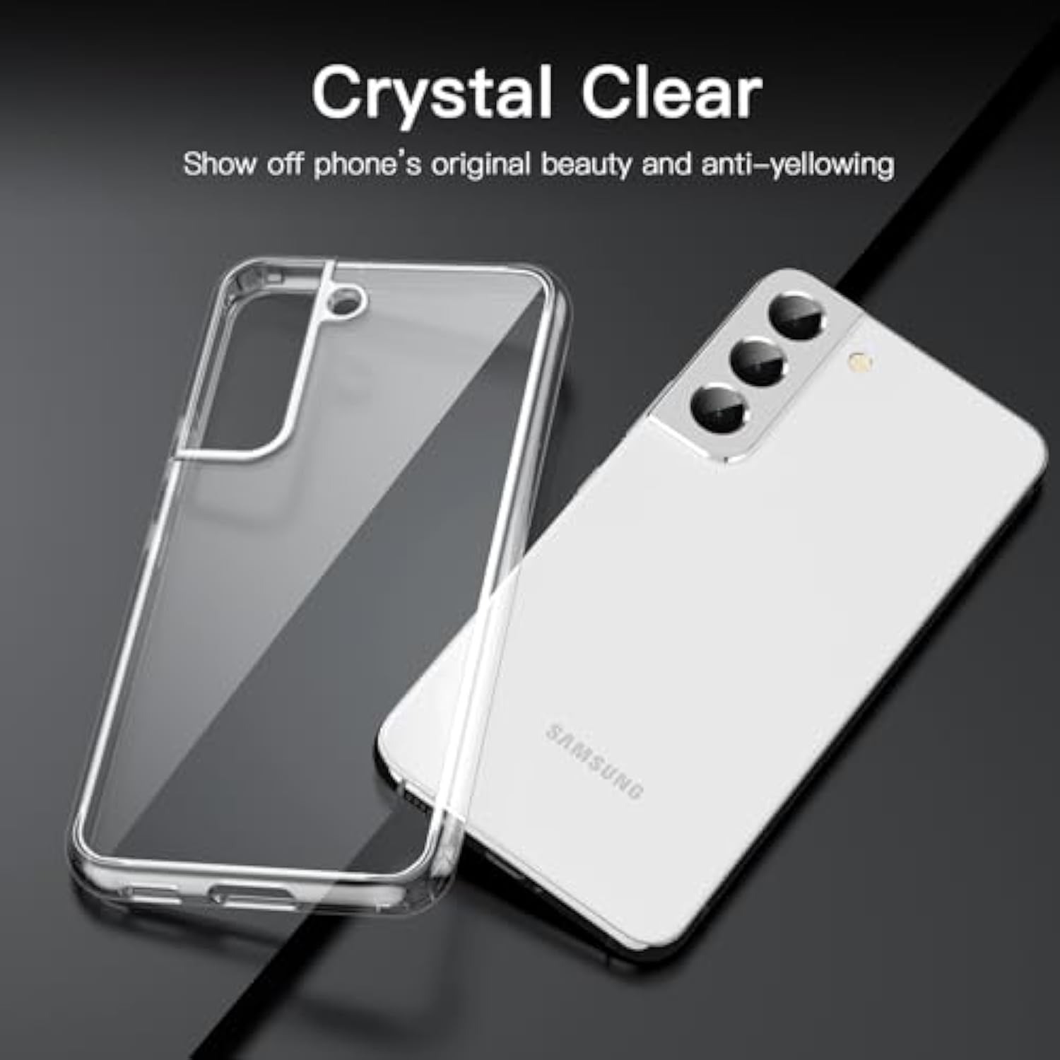 Jetech Case For Samsung Galaxy S22 5G 6.1Inch, Nonyellowing Shockproof Bumper Protective Phone Cover, Antiscratch Hard Pc Back (Clear)