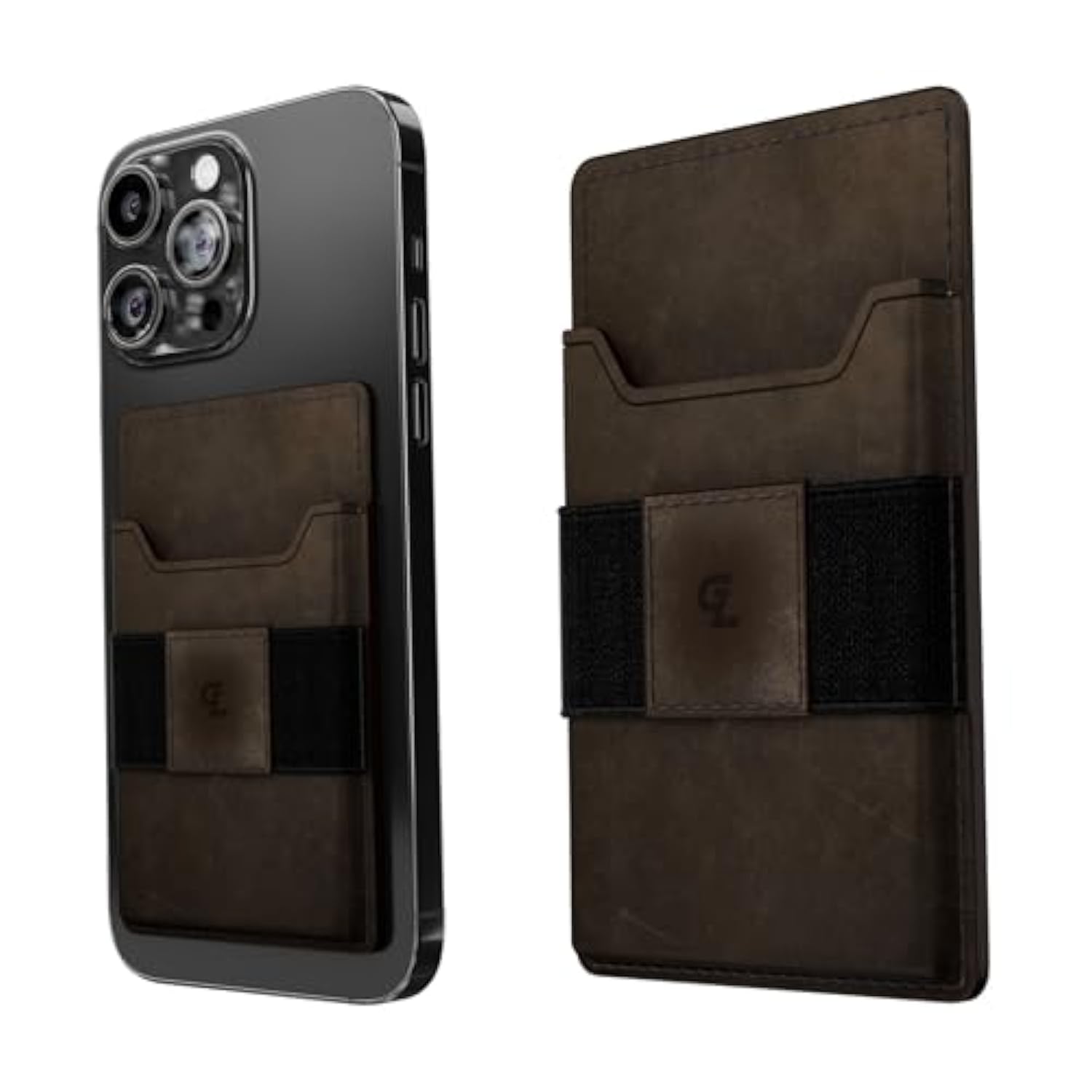 Brown Leather Groove Wallet Go Minimalist Card Holder with Magsafe and Cash Strap