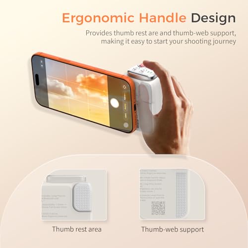 Phone Camera Grip MOCA ARCO for Video Recording with Thumb Rest Area Design for iPhone Pro Max, with Enhanced Phone Mount & Detachable Remote for