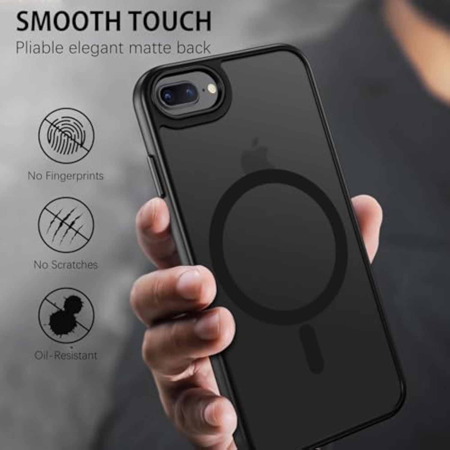 For Iphone 8 Plus Case, Iphone 7 Plus Case Magnetic[Compatible With Magsafe], Translucent Matte Back Protective Cover Anti-Scratch Shockproof Phone Case For Iphone 7 Plus/8 Plus, Black