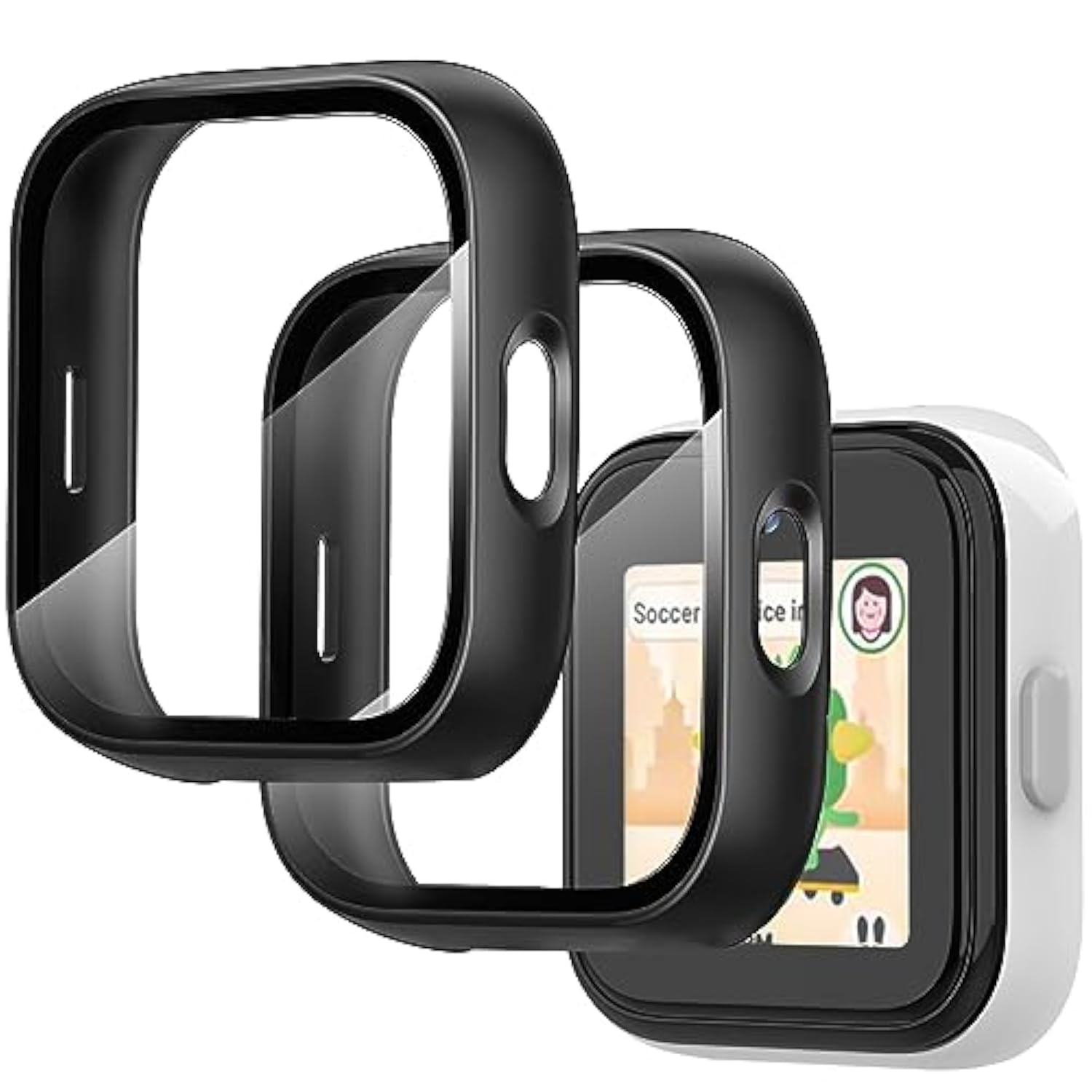 2 Pack Case Compatible With Tmobile Syncup Kids Watch Screen Protector, Hard Pc Case With Tempered Glass For Syncup Kids Watch Accessories Black