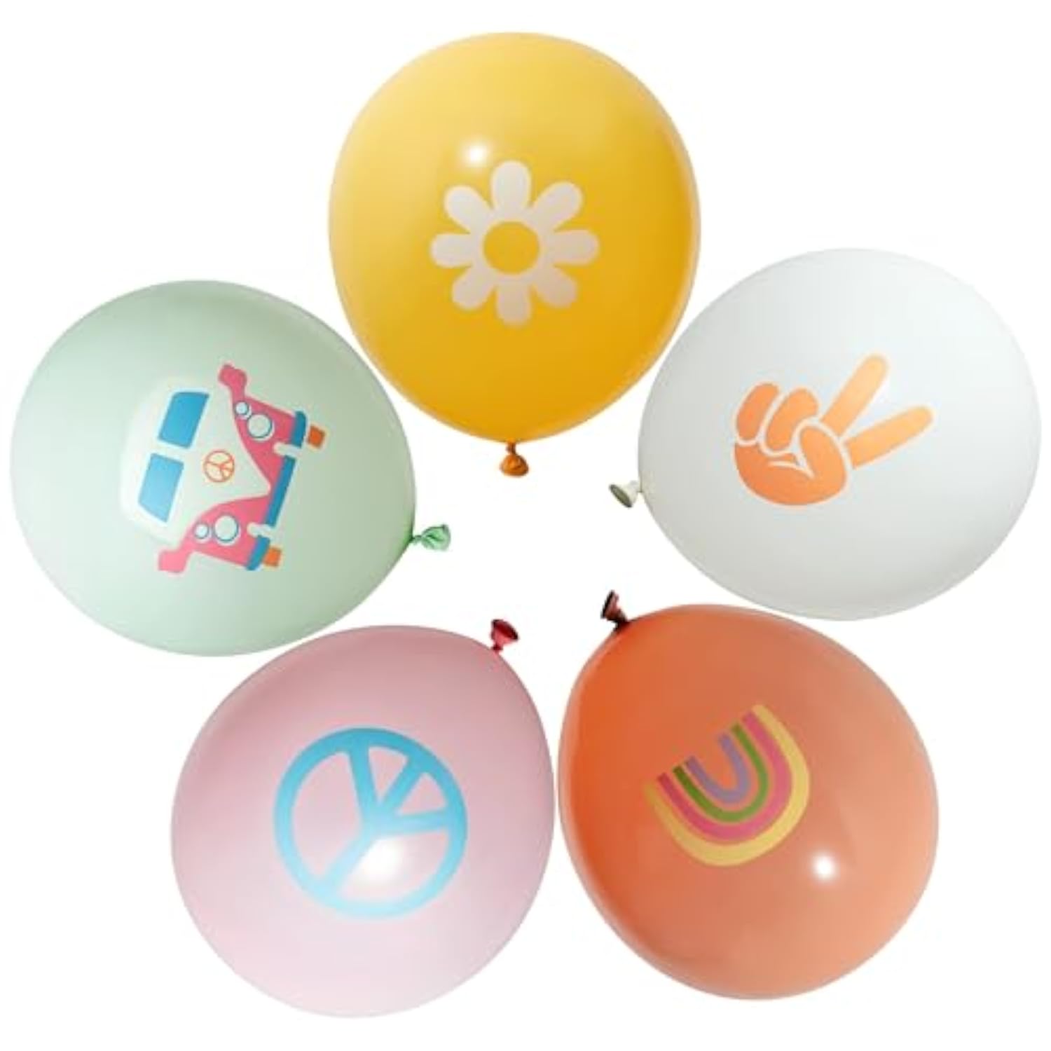 50Pcs Groovy Retro Hippie Balloons Smile Face Party Decorations for Birthday Theme Party