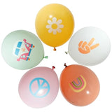 50Pcs Groovy Retro Hippie Balloons Smile Face Party Decorations for Birthday Theme Party