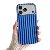 Navy Blue Striped Soft TPU Slim Shockproof Phone Case for iPhone 17 Pro Women Girls