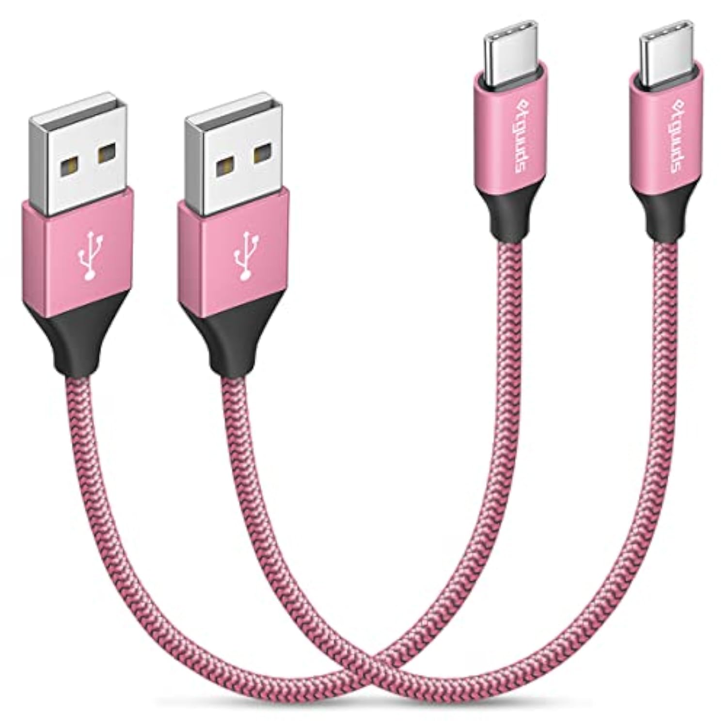 Pink Usb C Cable Short 1Ft, 2-Pack Fast Charging Usb A To Usb C Type Charger C