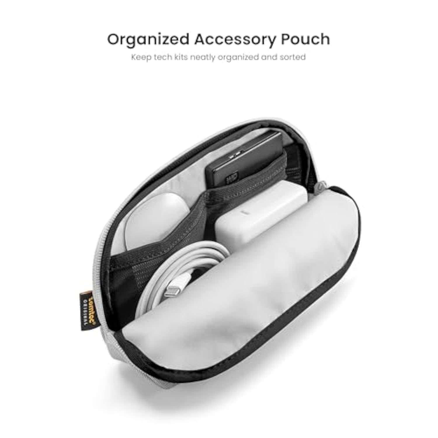 tomtoc Recycled Portable Storage Pouch Bag Case Accessories Organizer Compatible with MacBook Laptop Charger, Mouse, Cables and Hard Drive, Also for Smart Phone Accessories and Personal Items