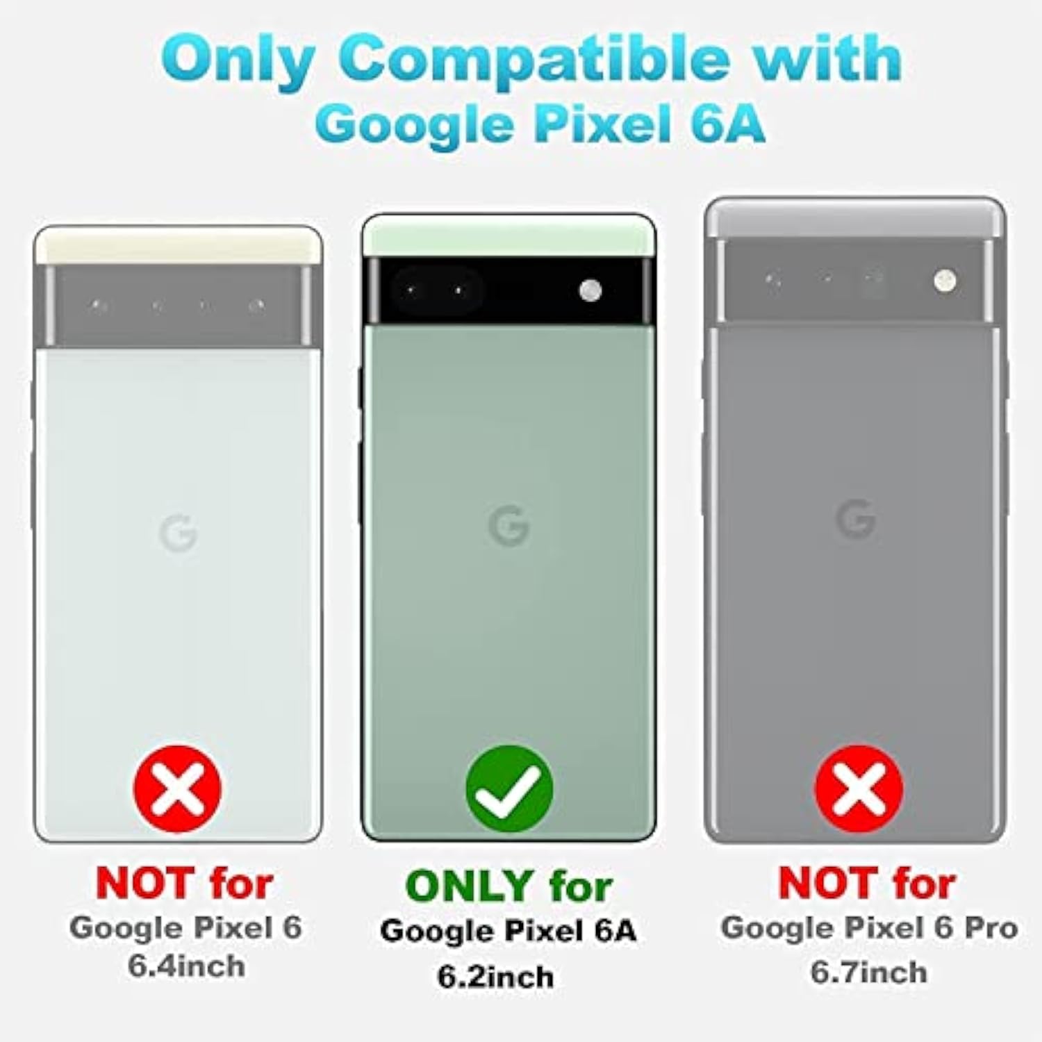 Google Pixel 6A Phone Case with 2 Pack Tempered Glass Screen Protectors