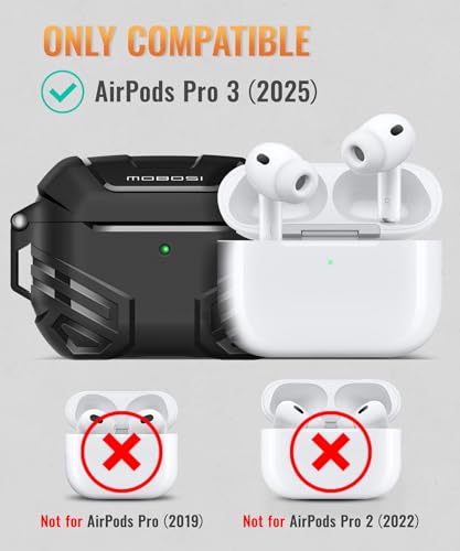 for AirPods Pro 3 Case with Lock, Compatible with AirPod 3rd Gen Cover [Fit for MagSafe], Military Grade Hard Shell for iPods Pro3 with Cleaner Kit &