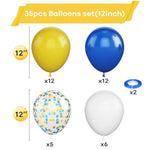 Yellow Blue Balloons, 12 Inches Blue Yellow White Balloons With Confetti Balloons Dark Blue Latex Balloon Helium For Kids Birthday Graduation Baby Shower Party Decoration