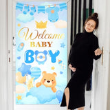 Welcome Baby Banner Welcome Home Baby Boy Door Banner Blue It’S A Boy Gender Reveal Decorations Indoor Ourdoor