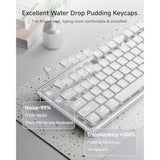 Eweadn X7S Wireless Keyboard With White Backlit, Metal Panel, Bluetooth/2.4G Rechargeable Computer Keyboard Silent Light Up Full Size Cute Keyboards For Win & Mac-White