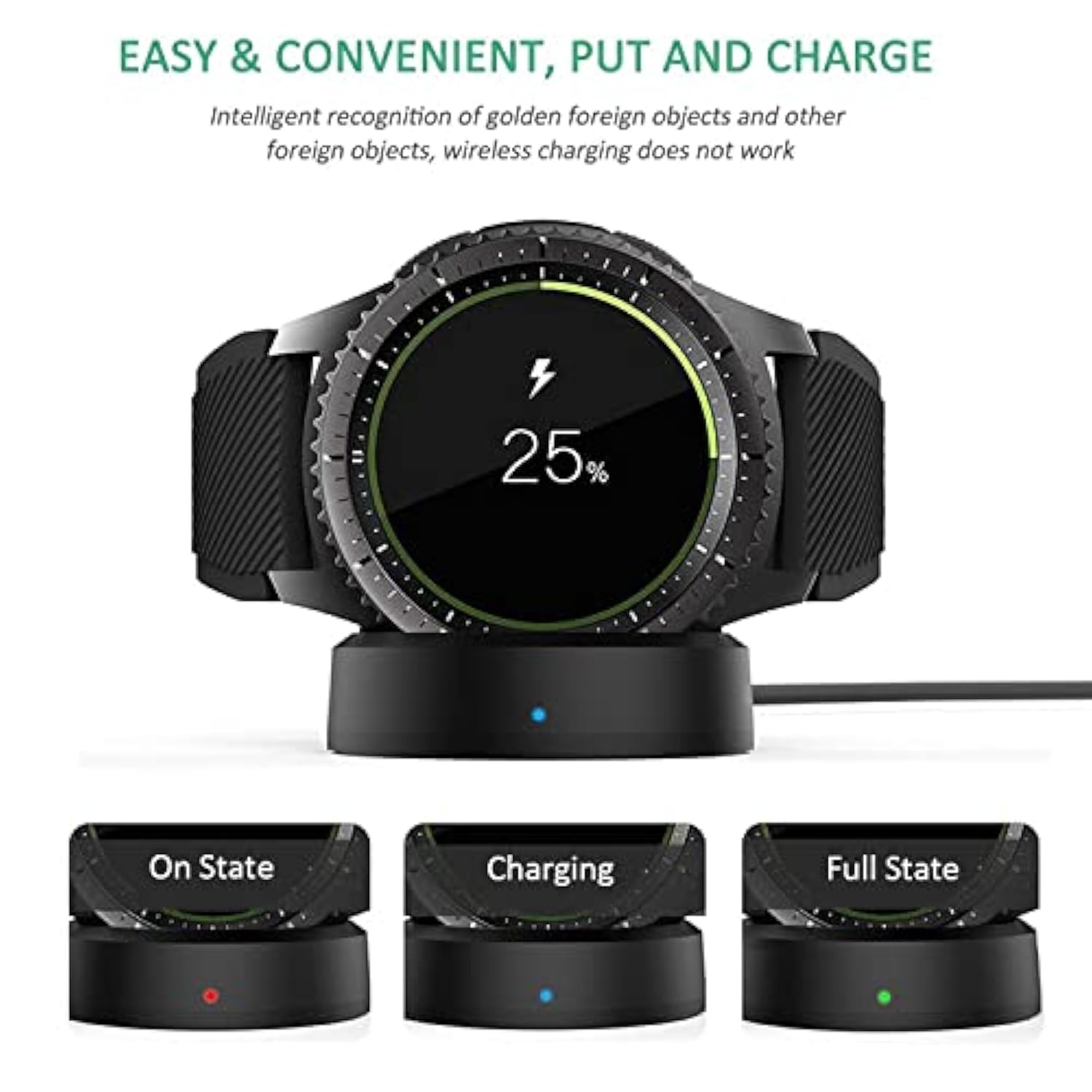 Samsung Gear S3 Watch Charger, S4 S2 Wireless Qi Charging Cradle Dock For Classic/Frontier Smartwatch