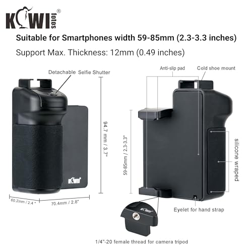 Phone Camera Grip Handle Holder Phone Tripod Mount with Remote Shutter & Cold Shoe Adapter for iPhone 17 16 15 14 Pro Max  Smartphone Selfie