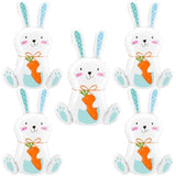 5 Pieces 30 Inches Large Easter Bunny Foil Balloons, Cute White Rabbit With Carrot Mylar Balloons For Easter Day Party Supplies, Spring Baby Shower, And Birthday Decorations