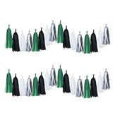20 Pack Of Black Green Silver Party Decorations Tassel Garland Banner White Tissue Paper Tassels For Soccer Party Supplies Graduation Backdrop Men Boys Birthday Jungle Theme Banner