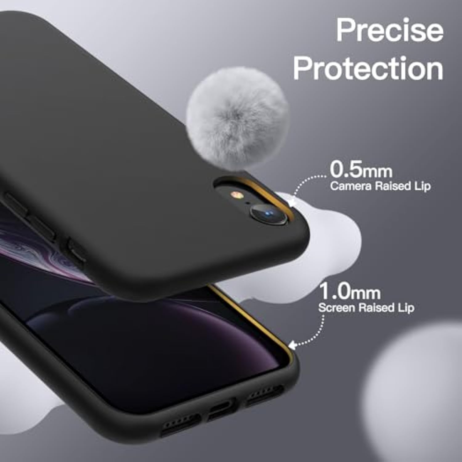 Jetech Silicone Case For Xr, 6.1-Inch, Silky-Soft Touch Full-Body Protective Case, Shockproof Cover With Microfiber Lining (Black)
