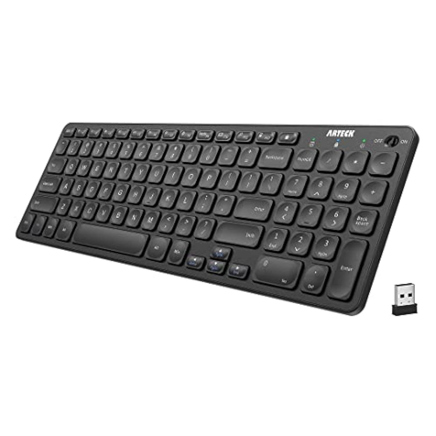 2.4G Wireless Keyboard Ultra Slim Full Size Keyboard With Numeric Keypad And M