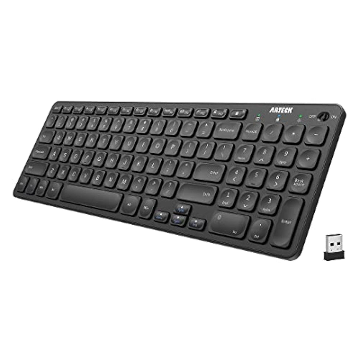 2.4G Wireless Keyboard Ultra Slim Full Size Keyboard With Numeric Keypad And M