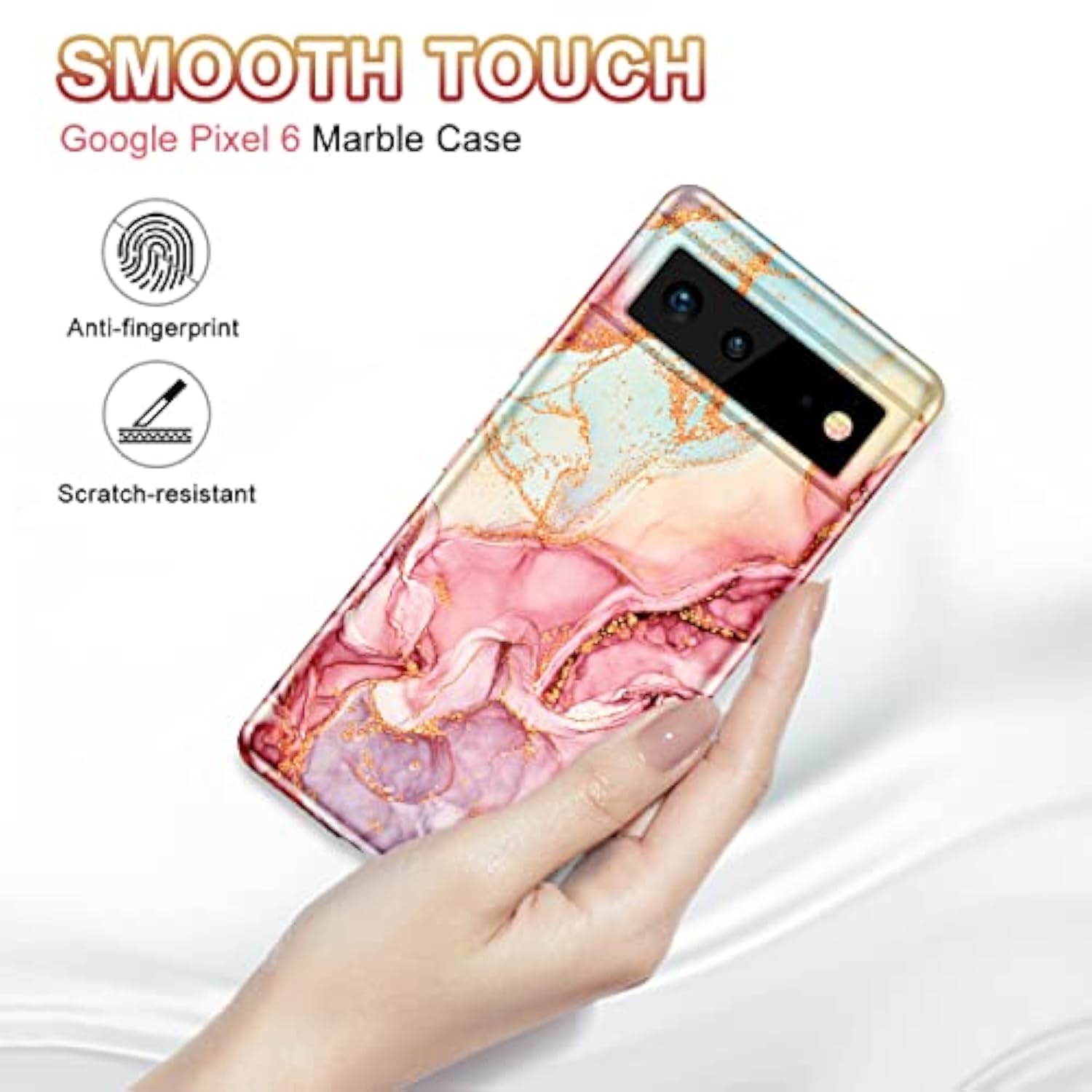 Google Pixel 6 Bling Marble Pattern Hard PC Slim Fit Shockproof Case