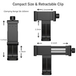 Phone Holder/Vertical And Horizontal Tripod Mount Adapter Rotatable Bracket With 1/4 Inch Screw, Adjustable Clip For Iphone, Android Cell Phone, Selfie Stick, Camera Stand