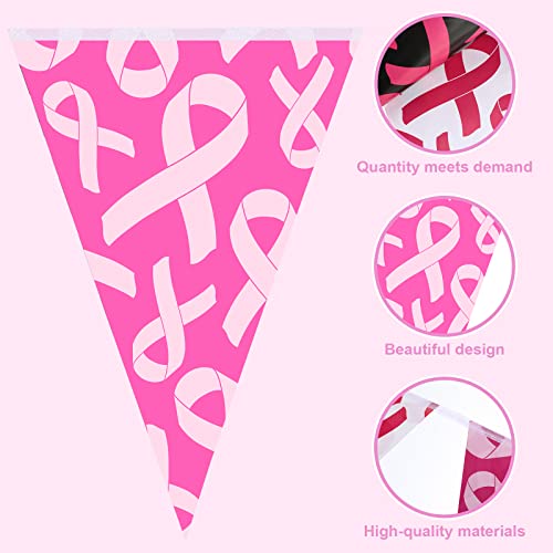 49ft Breast Cancer Awareness Banner Pink Ribbon Pennant Decor, Vibrant