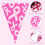 49ft Breast Cancer Awareness Banner Pink Ribbon Pennant Decor, Vibrant