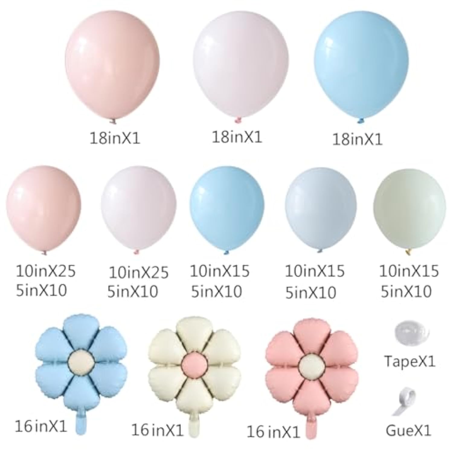 Spring Wildflowers Balloon Arch Kit 153Pcs Pastel Pink Blue Balloon Garland Kit, Daisy Flower Foil Balloons For Birthday Baby In Bloom Baby Shower Bridal Shower Wedding Wild One Party Decorations