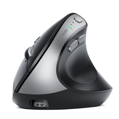 Md280 Ergonomic Vertical Wireless Mouse - Bluetooth & 2.4G Dual Mode, 4 Adjustable Dpi 800/1200/1600/2400, Rechargeable, Silent Clicks, No Lag, 6 Buttons - Perfect For Laptop, Desktop Black