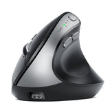 Md280 Ergonomic Vertical Wireless Mouse - Bluetooth & 2.4G Dual Mode, 4 Adjustable Dpi 800/1200/1600/2400, Rechargeable, Silent Clicks, No Lag, 6 Buttons - Perfect For Laptop, Desktop Black