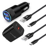 Quick Charge 3.0 Fast Charger Kit For Samsung Galaxy S24 A14 A54 S23 S22 S21 S20 A15 A13 Z Fold/Flip 5,Google Pixel 8 7 6 Pro 7A 6A 5,Wall Charger Block+Car Charger Adapter+2X Nylon Type C Cable(6Ft)
