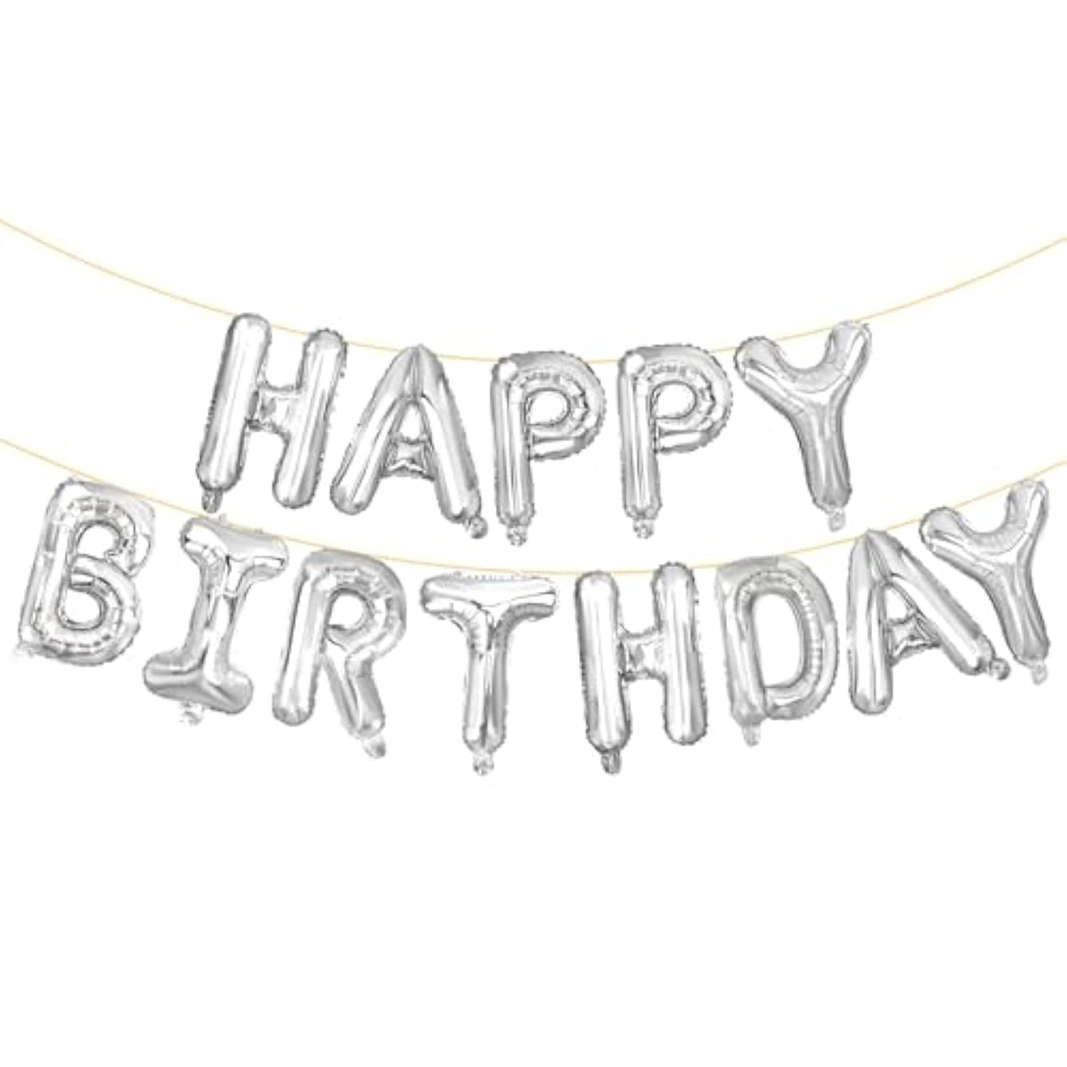 Happy Birthday Balloon Letters 16 Inch Mylar Foil Birthday Balloons Banner Sign For Birthday Party Decorations Supplies (Silver)