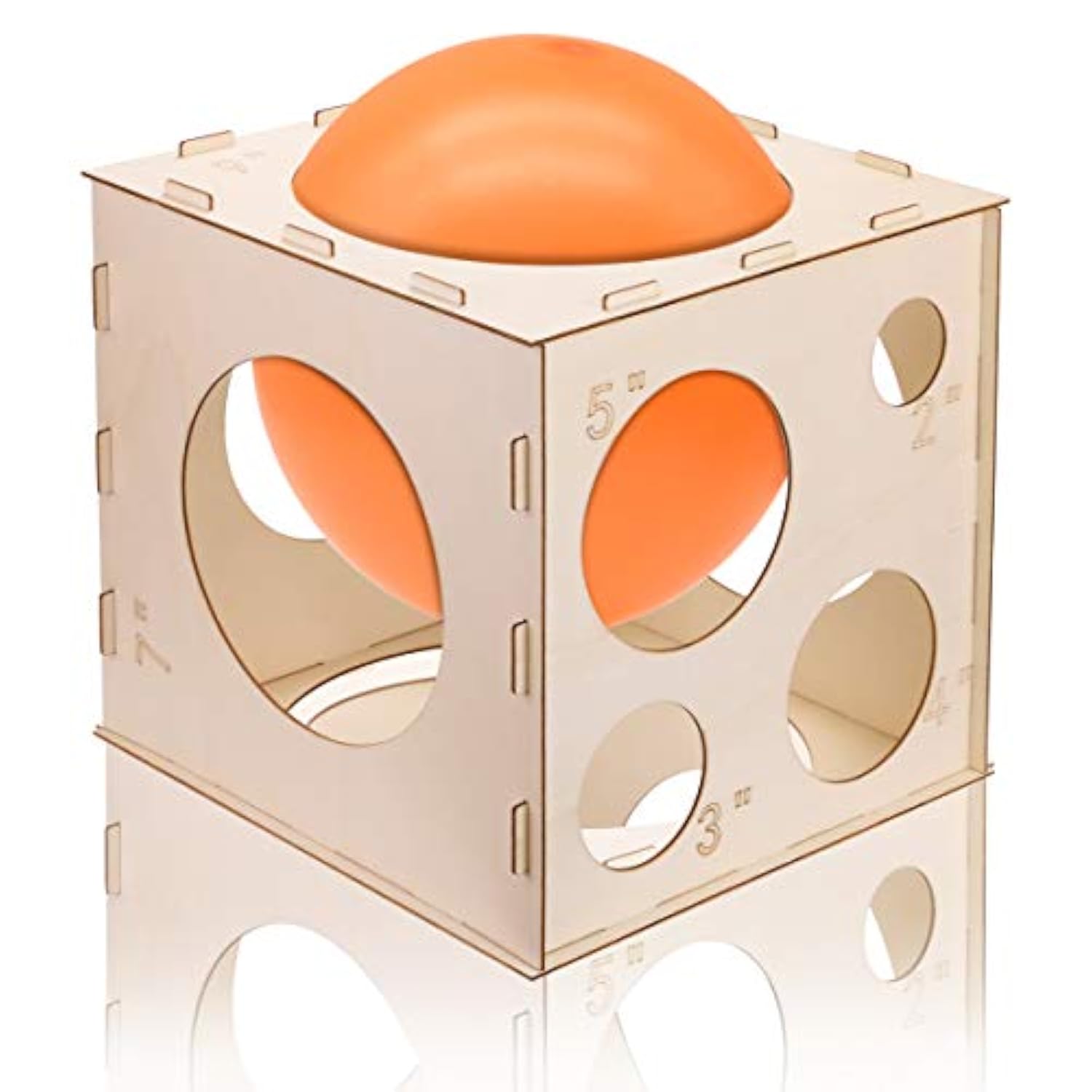 9 Holes Collapsible Wood Balloon Sizer Cube Box - 2" To 10", Measurement Tool For Birthday, Wedding, Party Decorations & Arches (12" X 12" X 12")