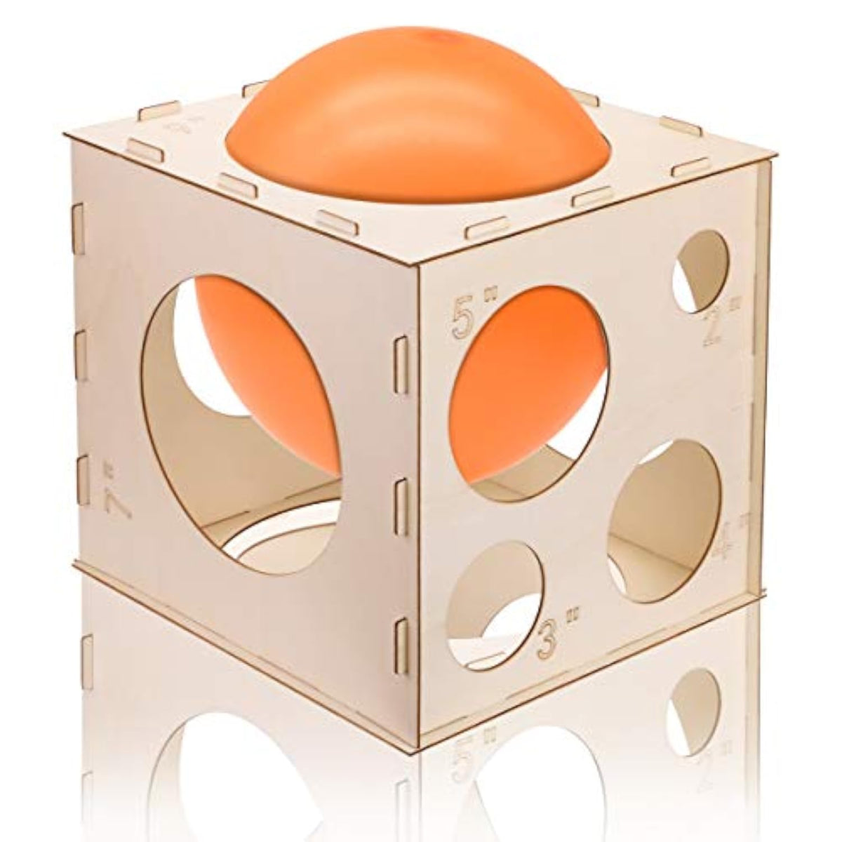 9 Holes Collapsible Wood Balloon Sizer Cube Box - 2" To 10", Measurement Tool For Birthday, Wedding, Party Decorations & Arches (12" X 12" X 12")