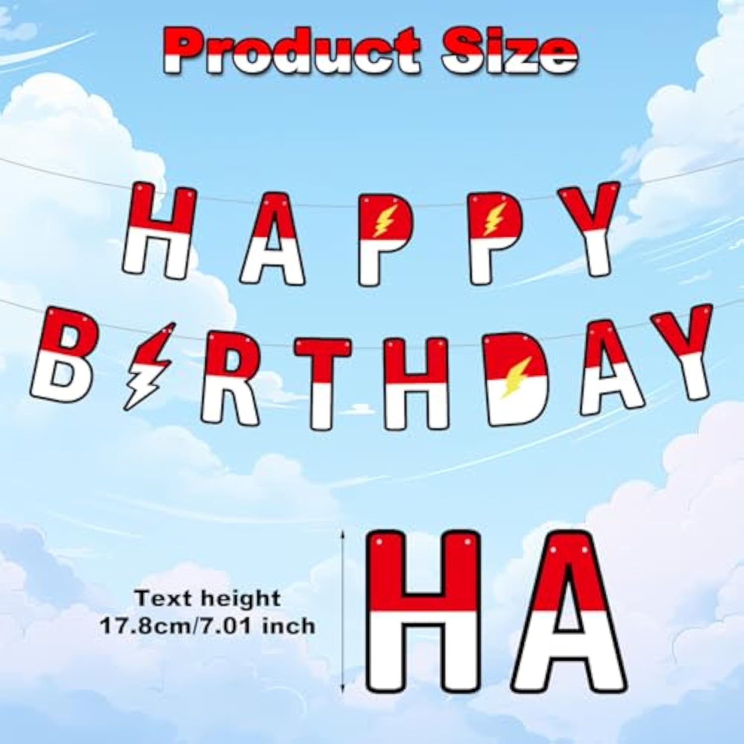 Pre-Strung Cartoon Red & White Banner Animation Birthday Party Garland