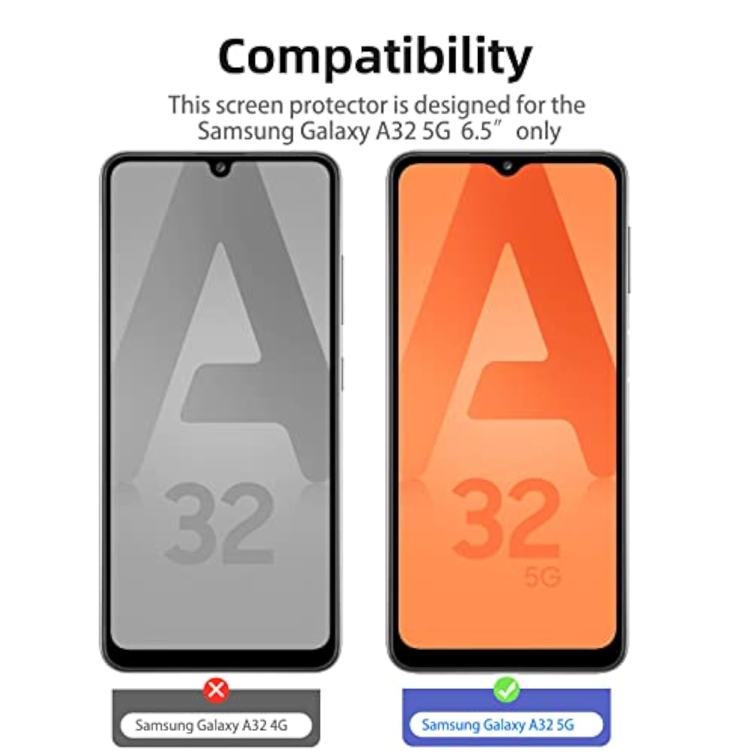 3-Pack Samsung Galaxy A32 5G Tempered Glass Screen Protector Anti-Scratch