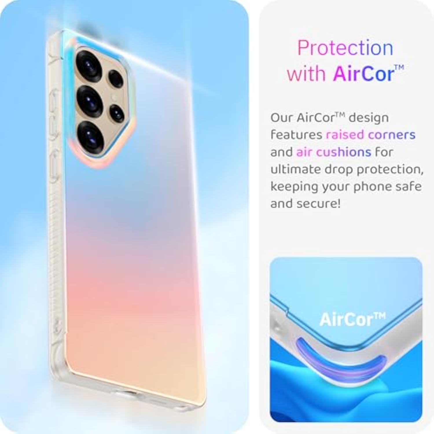 Samsung Galaxy S25 Ultra Case 360° Shockproof Holographic Iridescent for Women