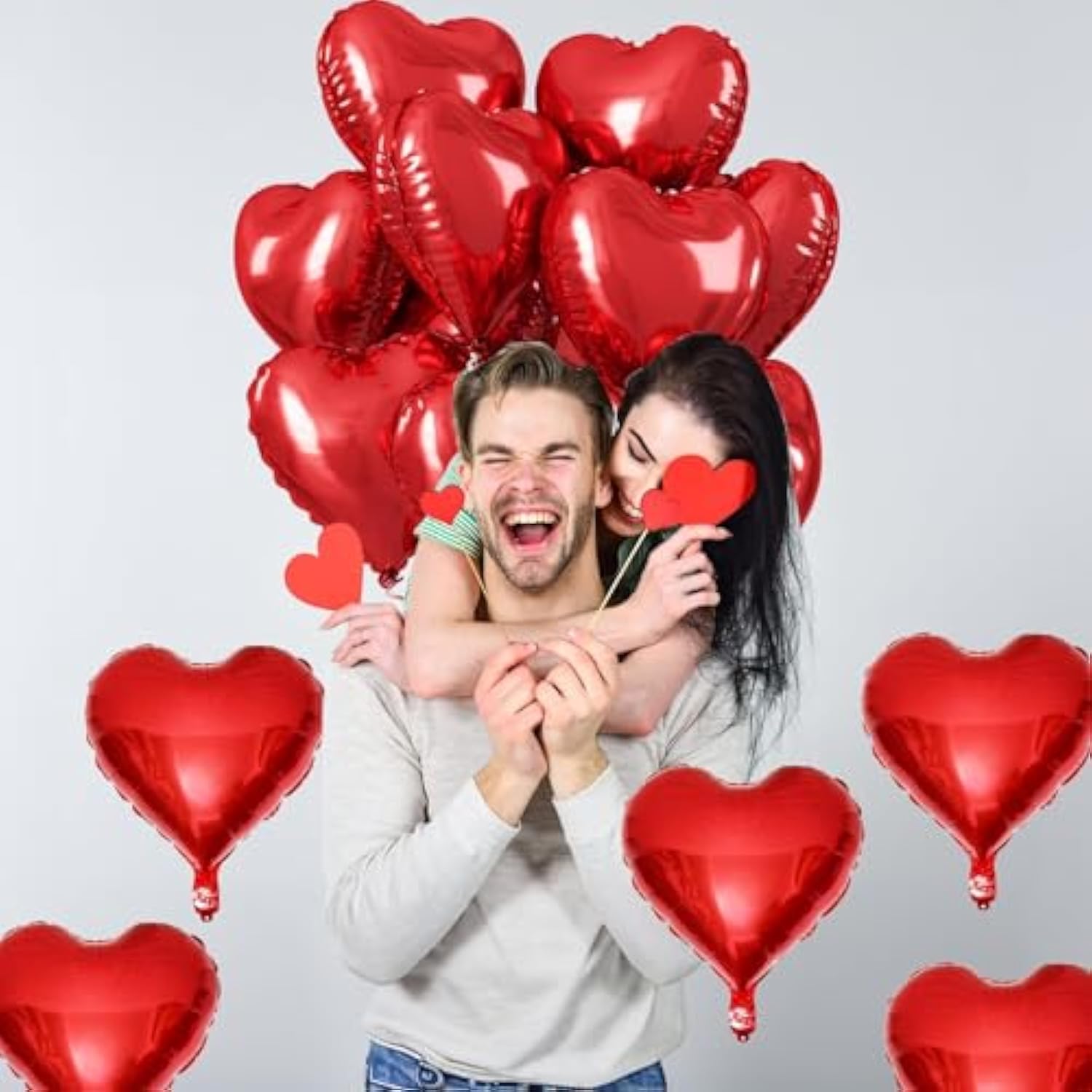 Red Heart Balloons, 18 Inch Red Heart Foil Balloon Helium, 10Pcs Large Ruby Heart Shape Foil Balloons For Valentines Day Girls Women Birthday Wedding Baby Shower Anniversary Retirement Mother Day