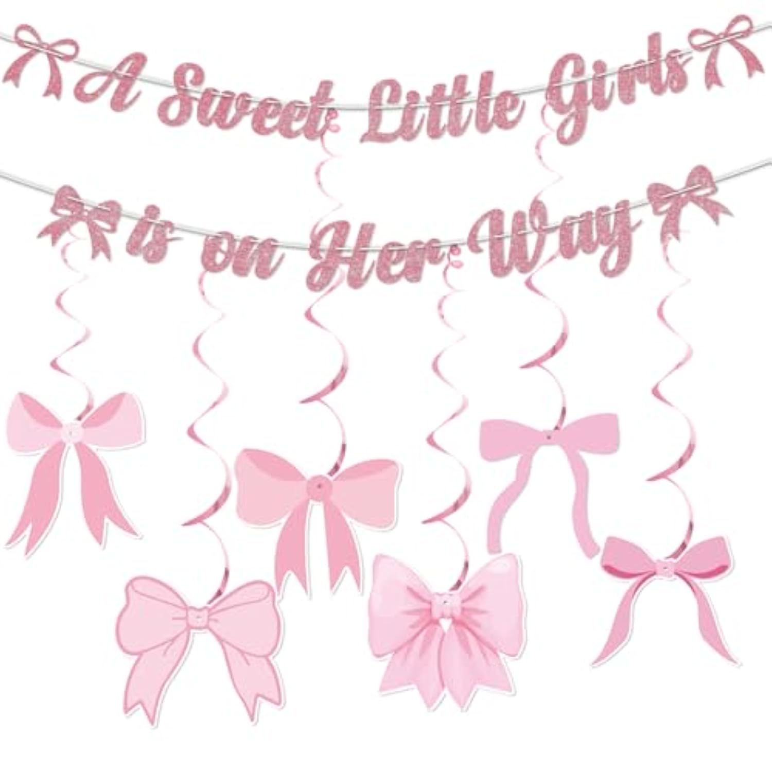 "A Sweet Little Girl Is On Her Way" Rose Gold Banner – Baby Shower Decor