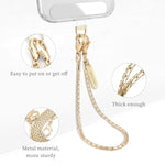 Phone Wrist Strap Metal Phone Chain Wristlet Strap Detachable Iphone Lanyard Wrist With 2 Tether Tabs Iphone Charm Strap For Women Girls Shopping Traveling Party Walking Gold