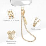 Detachable Metal Phone Wrist Strap with Tether Tabs for iPhone Gold
